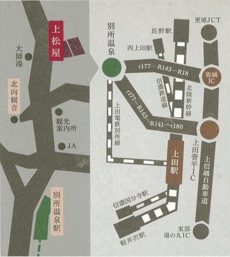 信州別所温泉　旅宿　上松やへの概略アクセスマップ