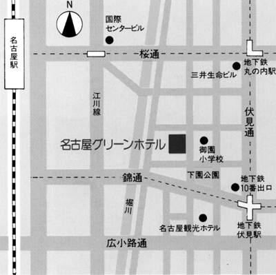 名古屋リッチホテル錦への概略アクセスマップ