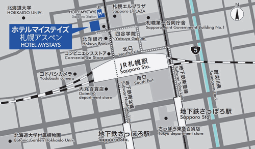 ホテルマイステイズ札幌アスペンへの概略アクセスマップ