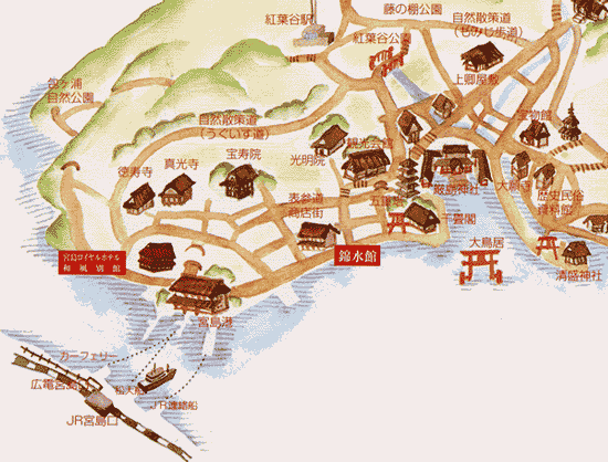 宮島潮湯温泉 錦水館の地図画像