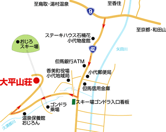 料理旅館　大平山荘への概略アクセスマップ