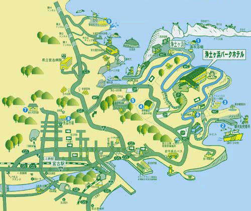 浄土ヶ浜パークホテルへの概略アクセスマップ