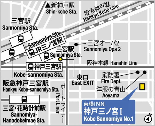 東横ＩＮＮ神戸三ノ宮１ 地図