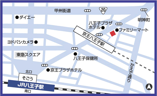 Ｒ＆Ｂホテル八王子への概略アクセスマップ