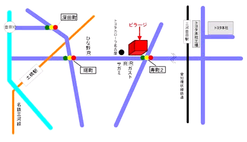 豊田ビラージへの概略アクセスマップ