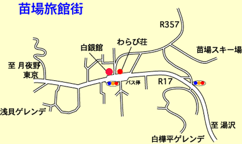 わらび荘　への概略アクセスマップ