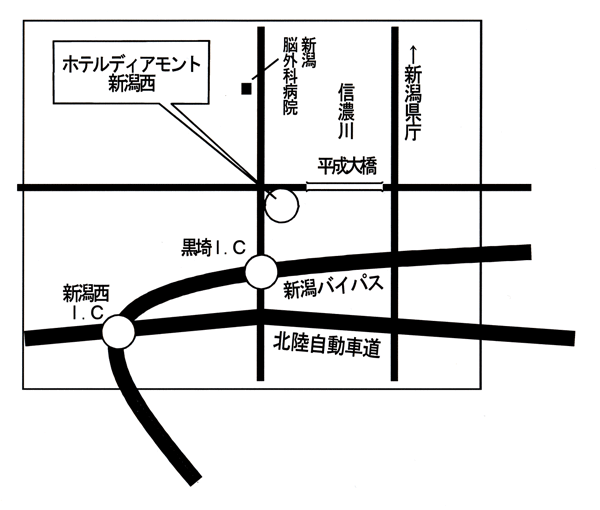 ホテルディアモント新潟西への概略アクセスマップ