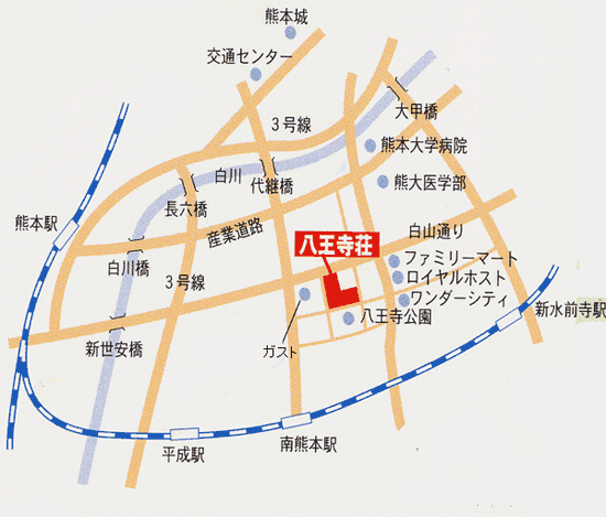 ホテル　八王寺荘への概略アクセスマップ