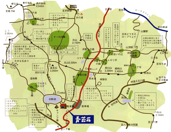 青苔荘への概略アクセスマップ