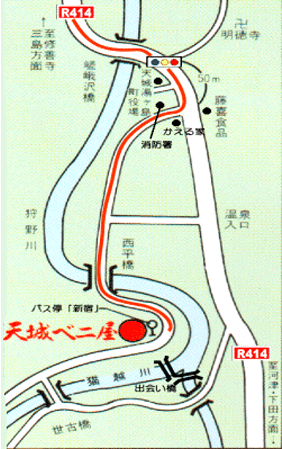 温泉民宿　天城ベニ屋への概略アクセスマップ