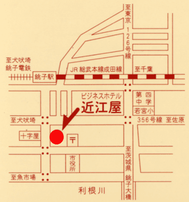 ビジネスホテル　近江屋への概略アクセスマップ
