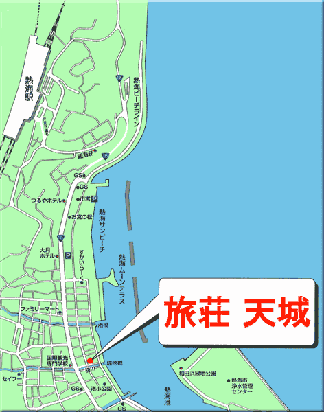 旅荘　天城への概略アクセスマップ