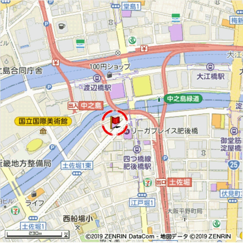 アパホテル〈大阪肥後橋駅前〉への概略アクセスマップ