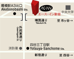 エース・イン新宿への概略アクセスマップ