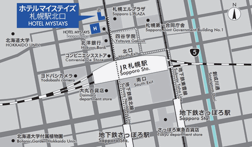 ホテルマイステイズ札幌駅北口への概略アクセスマップ
