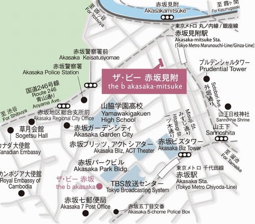 ｔｈｅ　ｂ　赤坂見附（ザビー　あかさかみつけ）への概略アクセスマップ