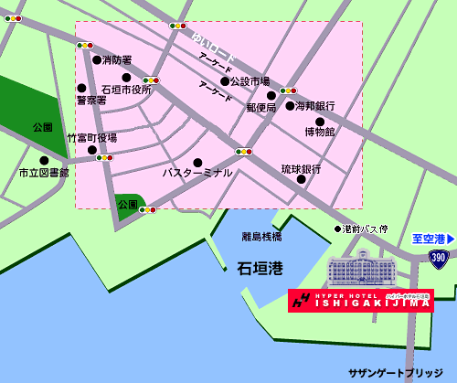 アパホテル〈石垣島〉への概略アクセスマップ