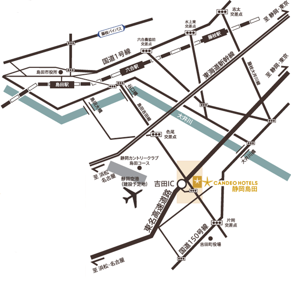 地図：ＣＡＮＤＥＯ　ＨＯＴＥＬＳ（カンデオホテルズ）静岡島田