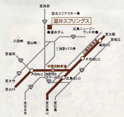 地図：温泉ホテル　温井スプリングス