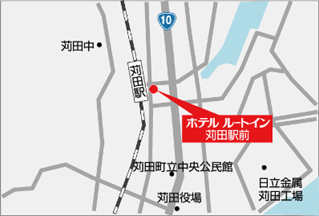 ホテルルートイン苅田駅前への概略アクセスマップ