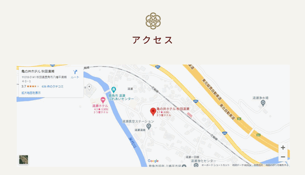 亀の井ホテル 秋田湯瀬の地図画像