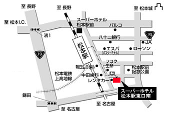地図：天然温泉　諏訪の湯　スーパーホテル松本天然温泉