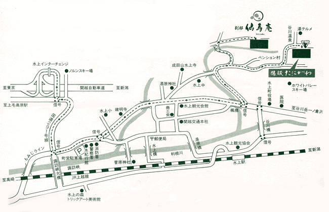 水上温泉郷　谷川温泉　旅館たにがわへの概略アクセスマップ