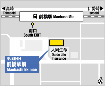 東横ＩＮＮ前橋駅前への概略アクセスマップ