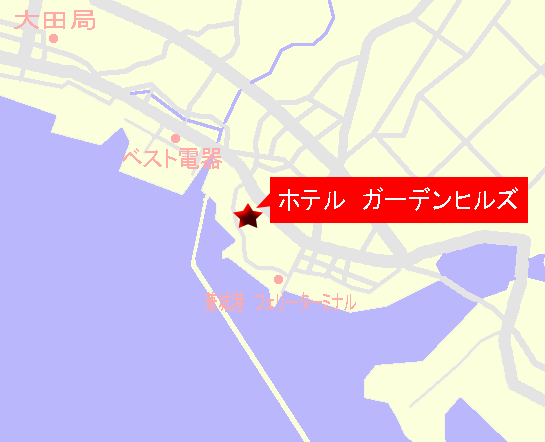 ホテル　ガーデンヒルズ　＜久米島＞への概略アクセスマップ
