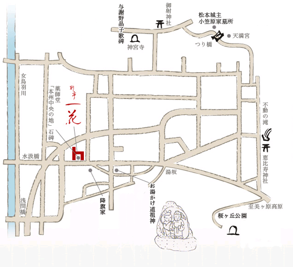 地図：信州松本　浅間温泉　別亭　一花