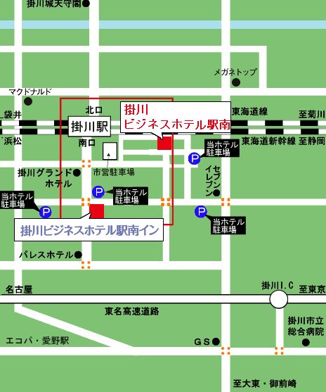 掛川ビジネスホテル駅南（ＢＢＨホテルグループ） 地図
