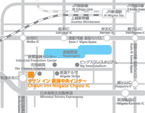 チサンイン新潟中央インターへの概略アクセスマップ