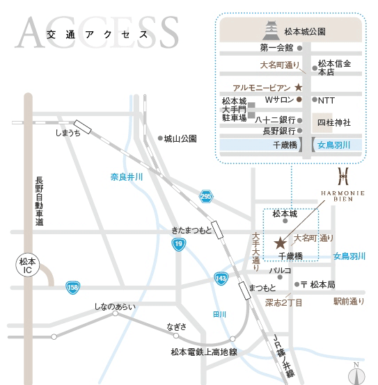 地図：松本丸の内ホテル