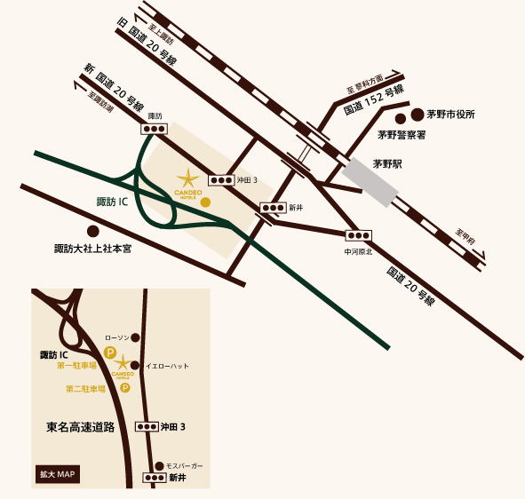ＣＡＮＤＥＯ　ＨＯＴＥＬＳ（カンデオホテルズ）茅野 地図