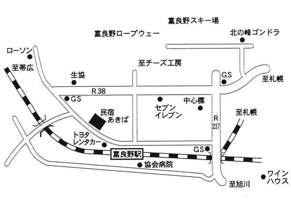 民宿あきばへの概略アクセスマップ