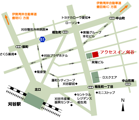 地図：アクセスイン刈谷