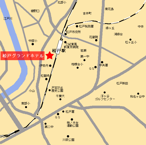 ホテルバリバリ　松戸への概略アクセスマップ