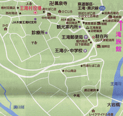 滝旅館への概略アクセスマップ