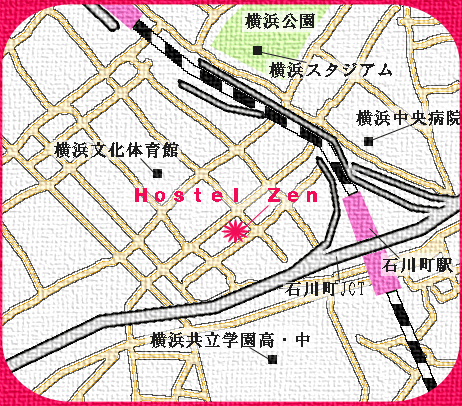 Ｈｏｓｔｅｌ　Ｚｅｎへの概略アクセスマップ