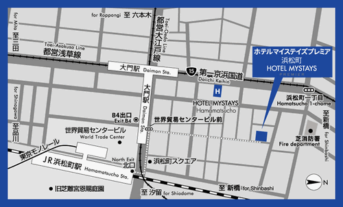 ホテルマイステイズプレミア浜松町への概略アクセスマップ