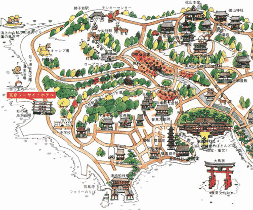 宮島シーサイドホテルへの概略アクセスマップ