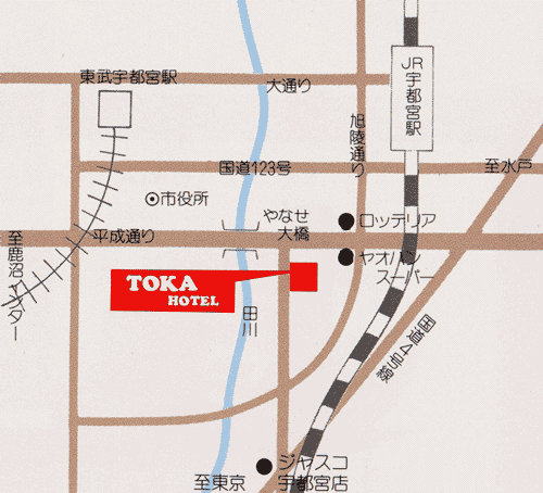 東花ホテル　ＴＯＫＡ　ＨＯＴＥＬへの概略アクセスマップ