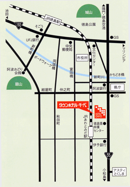 地図：タウンホテル千代