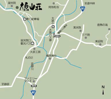 大原温泉　湯元のお宿　民宿大原山荘への概略アクセスマップ