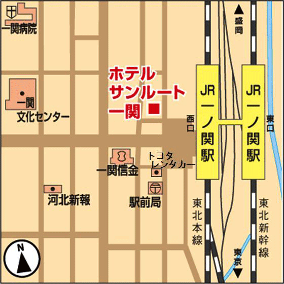 地図：ホテル松の薫一関