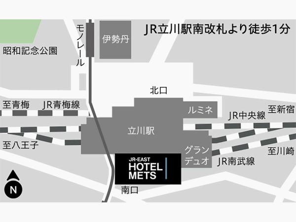 ＪＲ東日本ホテルメッツ立川への概略アクセスマップ