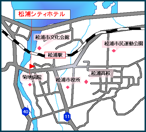 松浦シティホテルへの概略アクセスマップ
