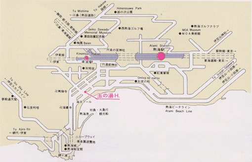 熱海温泉　熱海玉の湯ホテルへの概略アクセスマップ