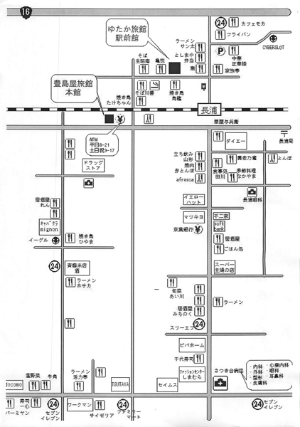 ゆたか旅館本館への概略アクセスマップ