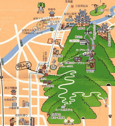 明山荘旅館への概略アクセスマップ